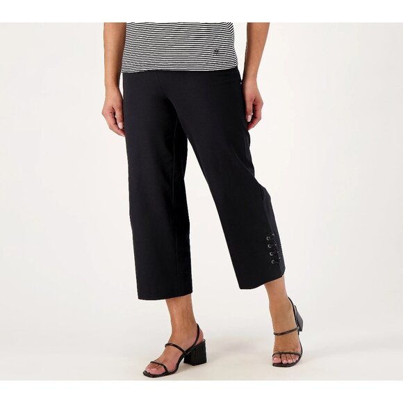 Isaac Mizrahi Live! Pants - Isaac Mizrahi Live Tall 24/7 Stretch Wide Leg Crop Pant Pitch Women 18 Black NEW